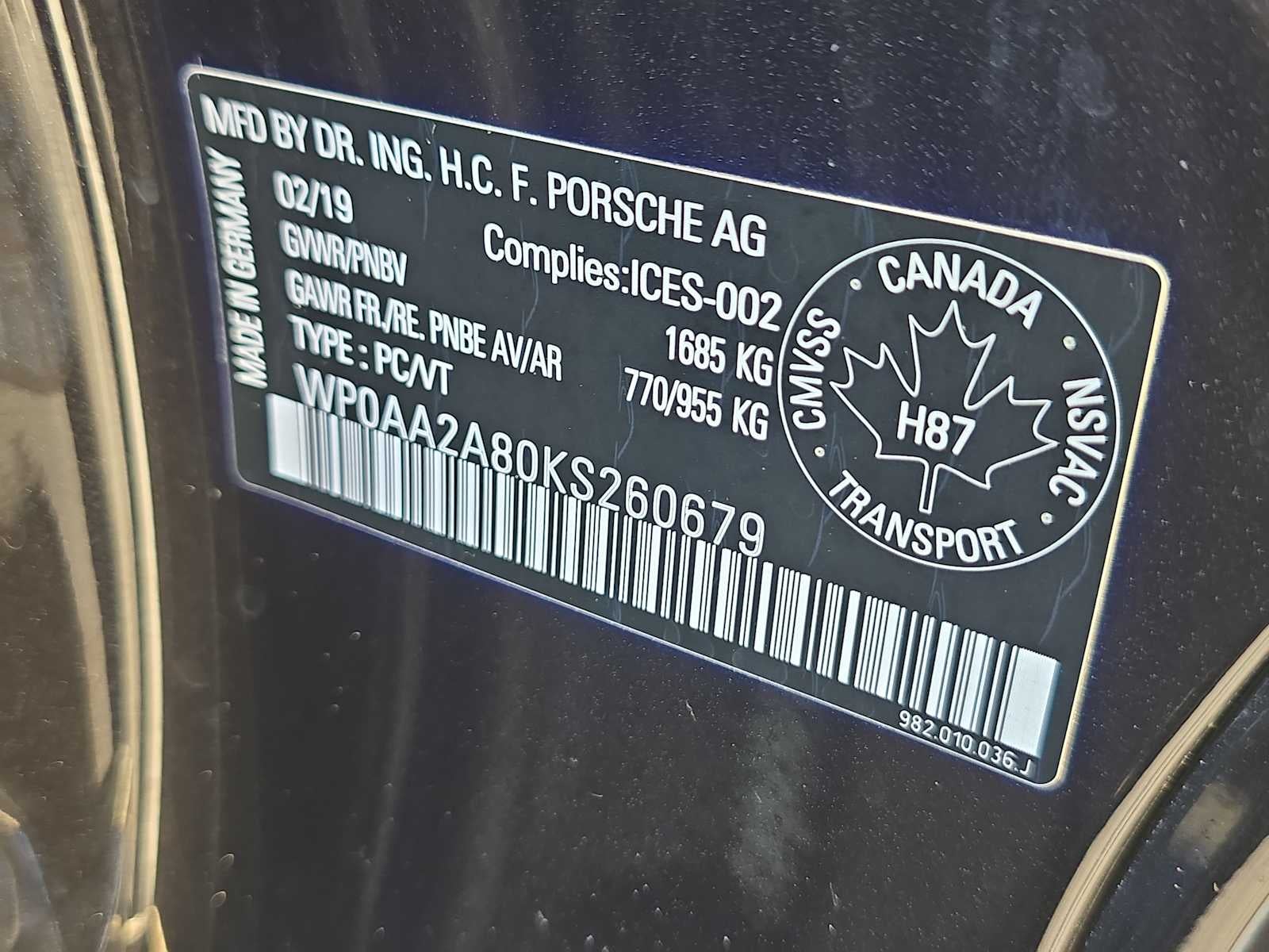 2019 Porsche 718 Cayman Base